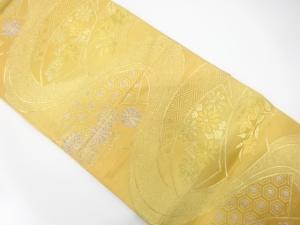 アンティーク　流水に地紙・花・古典柄織り出し袋帯（材料）